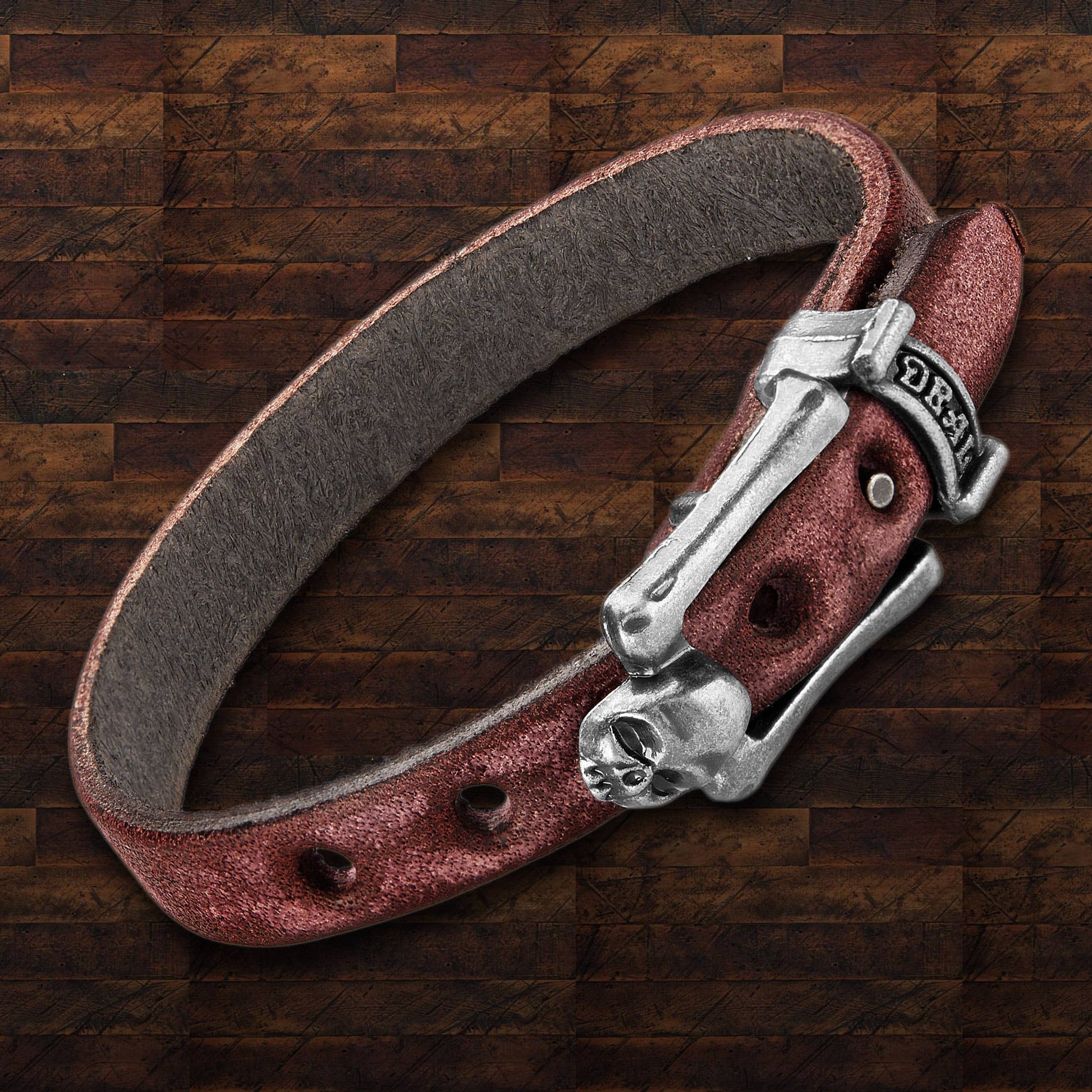 West Coast Jewelry West Coast Jewelry - Men's Leather Skull Buckle Bracelet: Brown