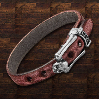 West Coast Jewelry West Coast Jewelry - Men's Leather Skull Buckle Bracelet: Brown