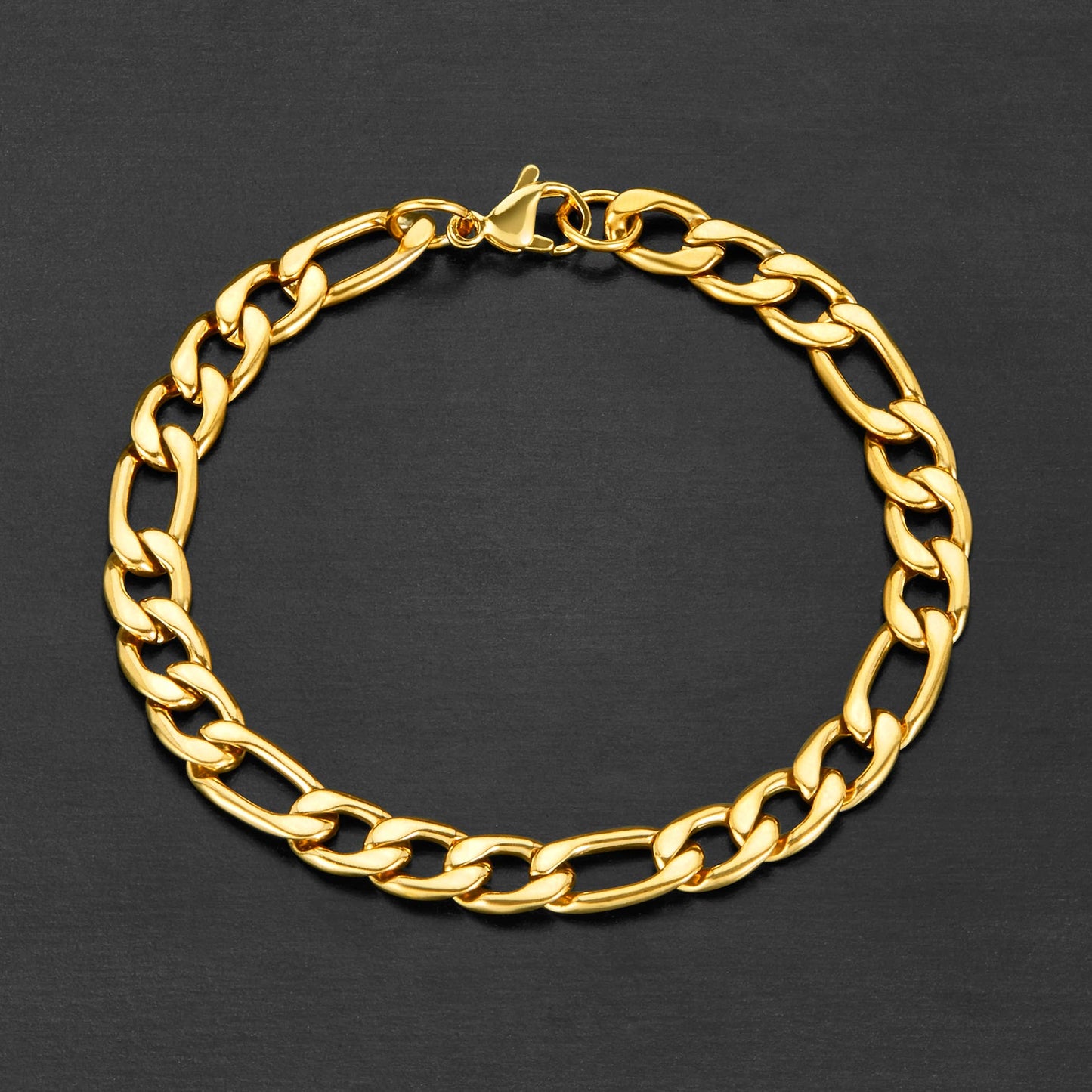 West Coast Jewelry West Coast Jewelry - Men's Polished Figaro Steel Chain Bracelet: Black