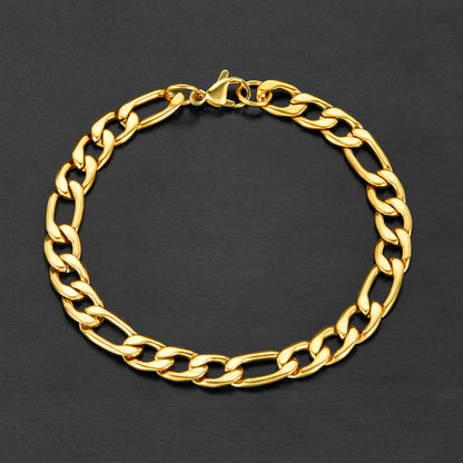 West Coast Jewelry West Coast Jewelry - Men's Polished Figaro Steel Chain Bracelet: Black