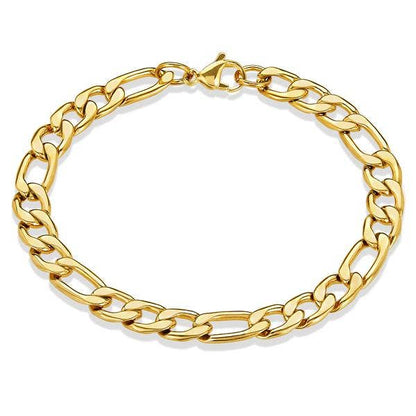 West Coast Jewelry West Coast Jewelry - Men's Polished Figaro Steel Chain Bracelet: Black