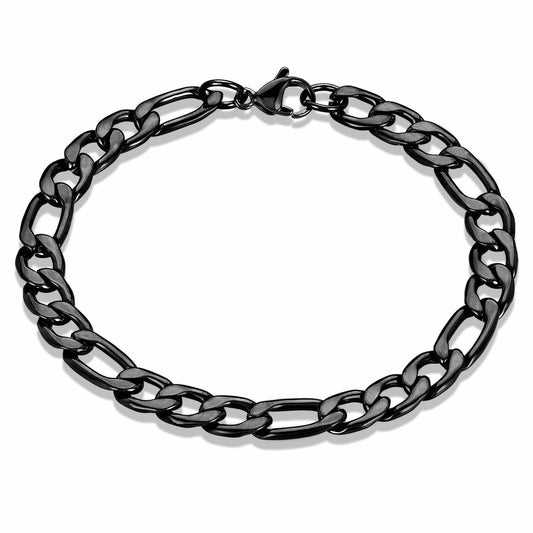 West Coast Jewelry West Coast Jewelry - Men's Polished Figaro Steel Chain Bracelet: Black