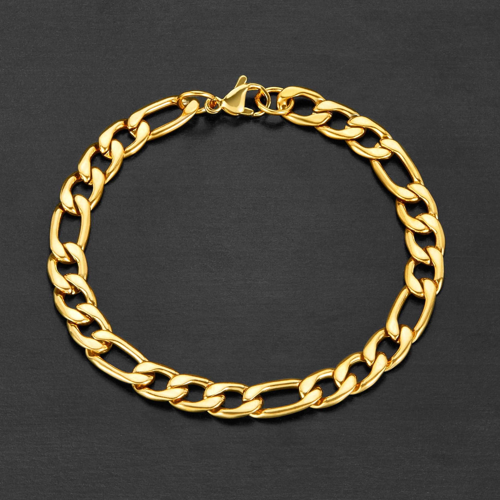 West Coast Jewelry West Coast Jewelry - Men's Polished Figaro Steel Chain Bracelet: Gold