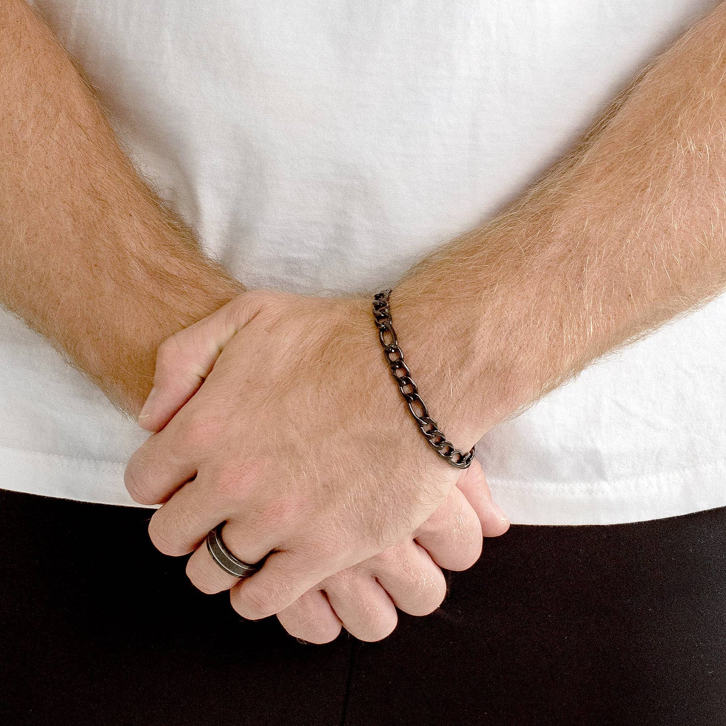 West Coast Jewelry West Coast Jewelry - Men's Polished Figaro Steel Chain Bracelet: Gold