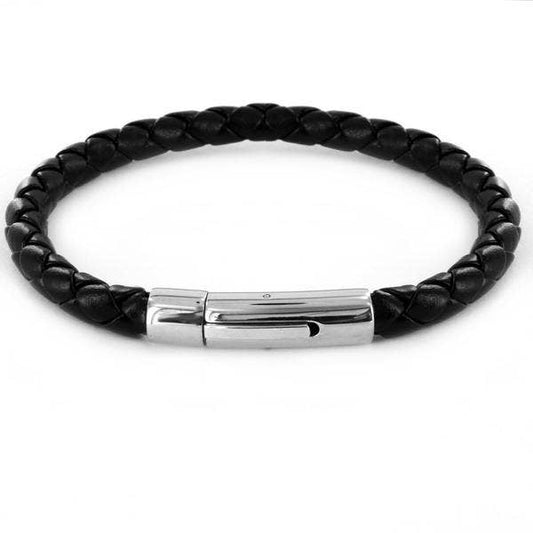 West Coast Jewelry West Coast Jewelry - Men's Stainless Steel Braided Leatherette Bracelet