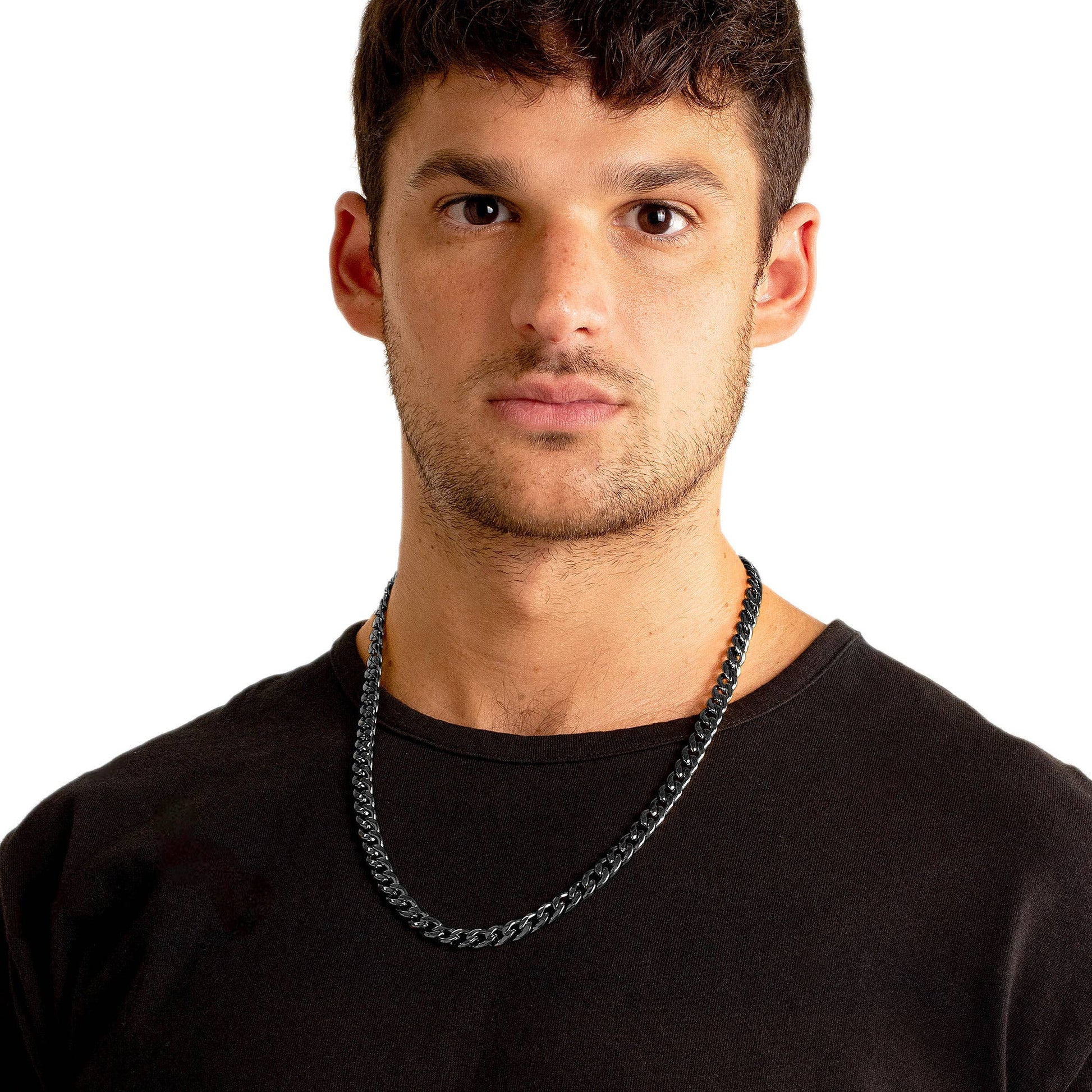 West Coast Jewelry West Coast Jewelry - Men's Stainless Steel Curb Necklace (9mm) - 24": Black
