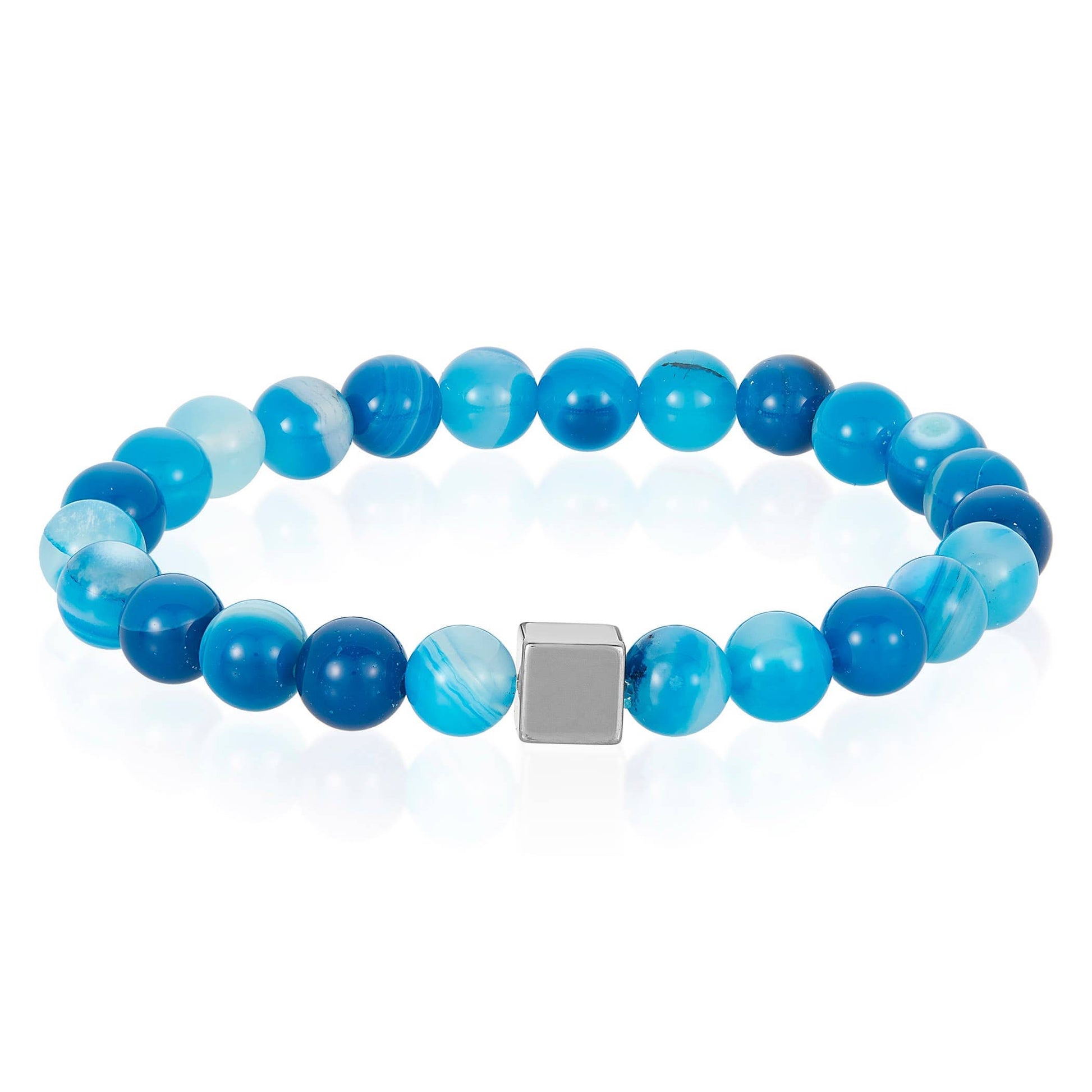 West Coast Jewelry West Coast Jewelry - Natural Stone and Hematite Cube Bead Stretch Bracelet (8mm): Tiger Eye