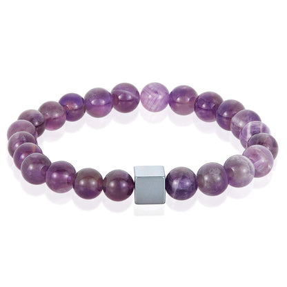 West Coast Jewelry West Coast Jewelry - Natural Stone and Hematite Cube Bead Stretch Bracelet (8mm): Tiger Eye