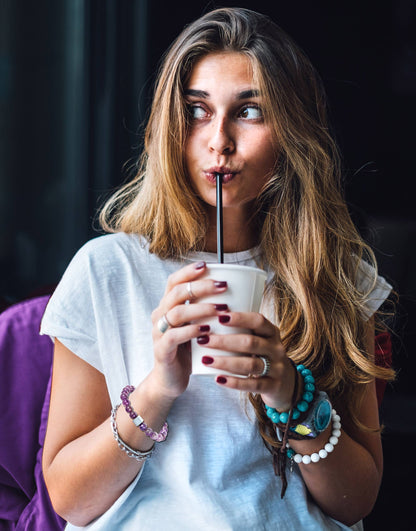 West Coast Jewelry West Coast Jewelry - Natural Stone and Hematite Cube Bead Stretch Bracelet (8mm): Tiger Eye