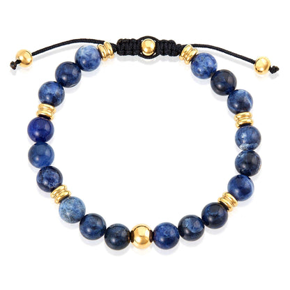 West Coast Jewelry West Coast Jewelry - Natural Stone and Steel Adjustable Bracelet (8mm): Sodalite