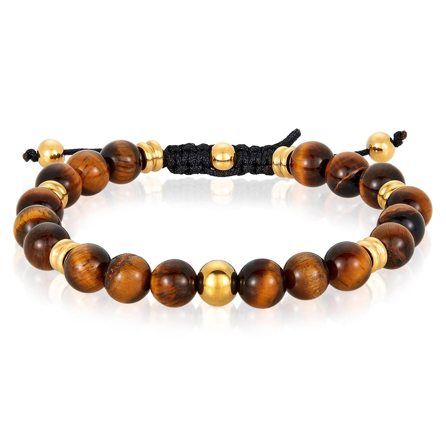 West Coast Jewelry West Coast Jewelry - Natural Stone and Steel Adjustable Bracelet (8mm): Tiger Eye