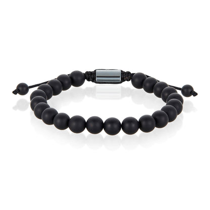 West Coast Jewelry West Coast Jewelry - Natural Stone Beaded Adjustable Shocker Tie Bracelet (8mm): Onyx