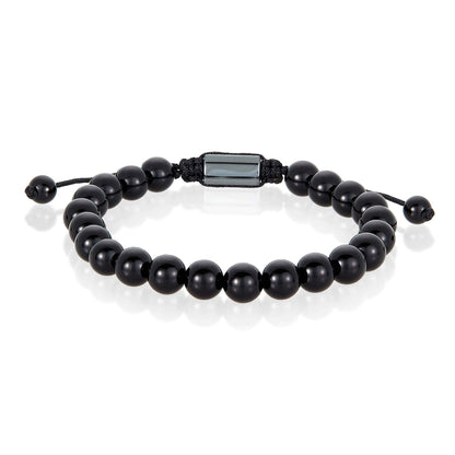 West Coast Jewelry West Coast Jewelry - Natural Stone Beaded Adjustable Shocker Tie Bracelet (8mm): Onyx