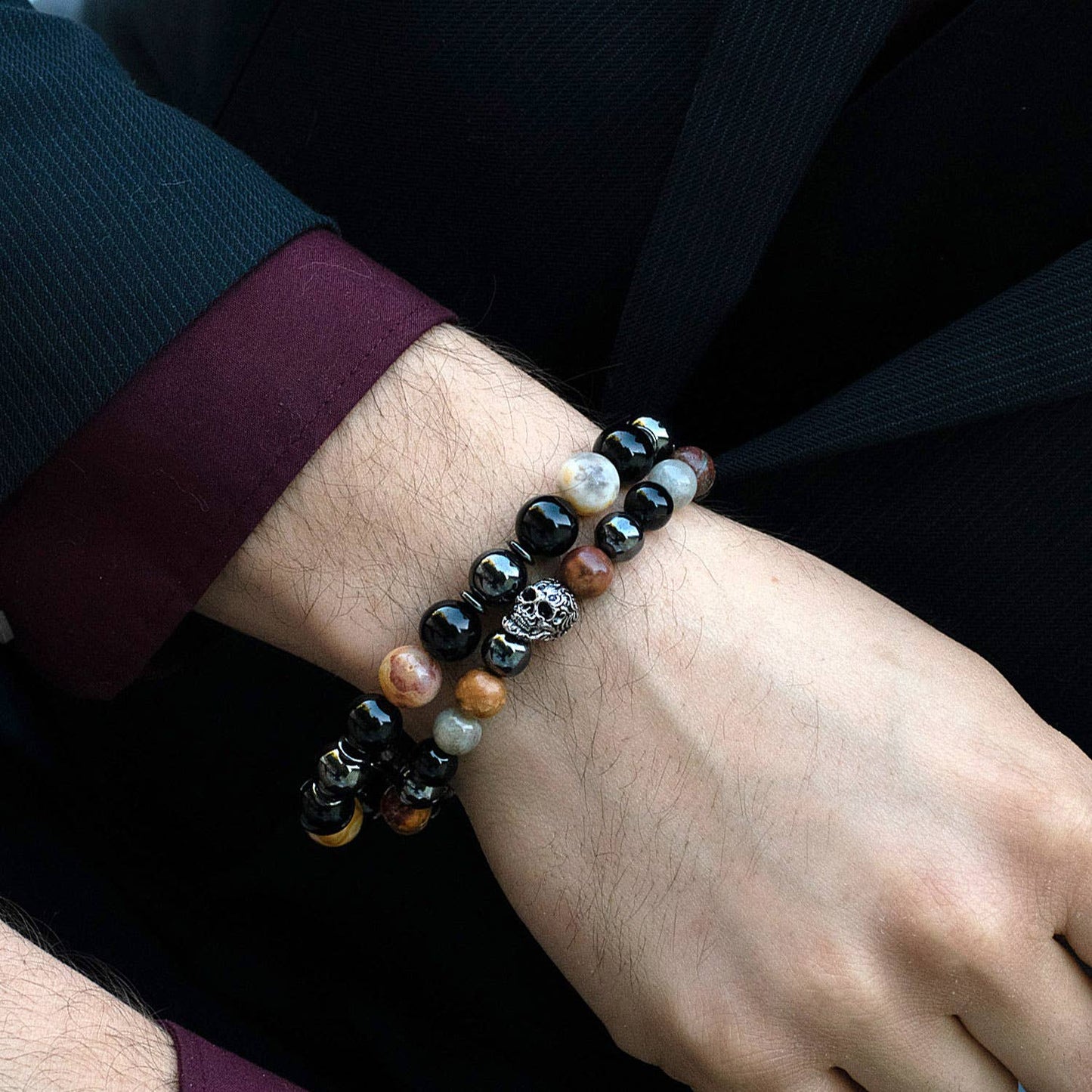 West Coast Jewelry West Coast Jewelry - Natural Stone, Onyx, Hematite Bead Stretch Bracelet (10mm): Red Tiger Eye