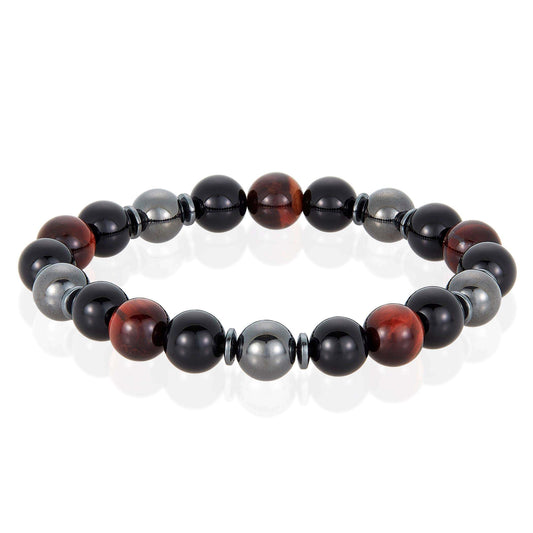 West Coast Jewelry West Coast Jewelry - Natural Stone, Onyx, Hematite Bead Stretch Bracelet (10mm): Red Tiger Eye