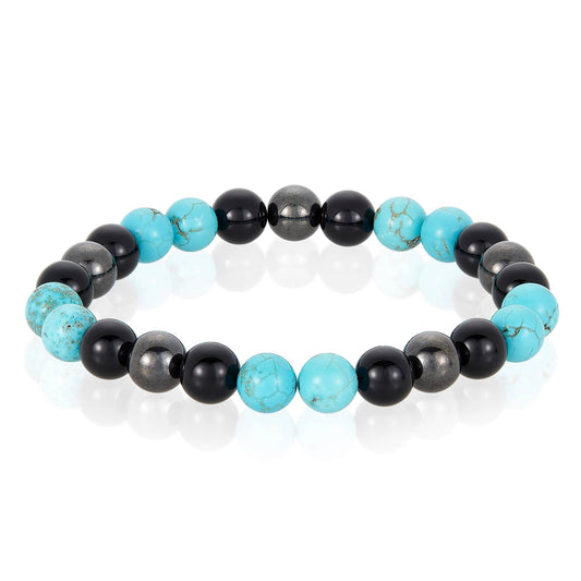 West Coast Jewelry West Coast Jewelry - Natural Stone, Onyx, Hematite Bead Stretch Bracelet (8mm): Turquoise