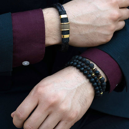 West Coast Jewelry West Coast Jewelry - Natural Stone with Hematite, Lava Bead Bracelet Set of 3: Tiger Eye