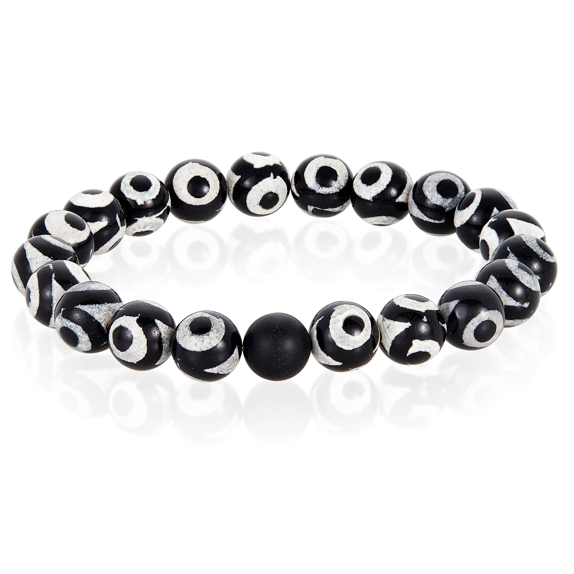 West Coast Jewelry West Coast Jewelry - Natural Stone with Matte Onyx Beaded Stretch Bracelet (10mm): Druzy Agate