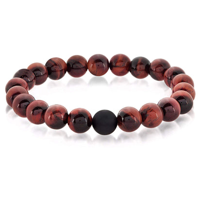 West Coast Jewelry West Coast Jewelry - Natural Stone with Matte Onyx Beaded Stretch Bracelet (10mm): Druzy Agate