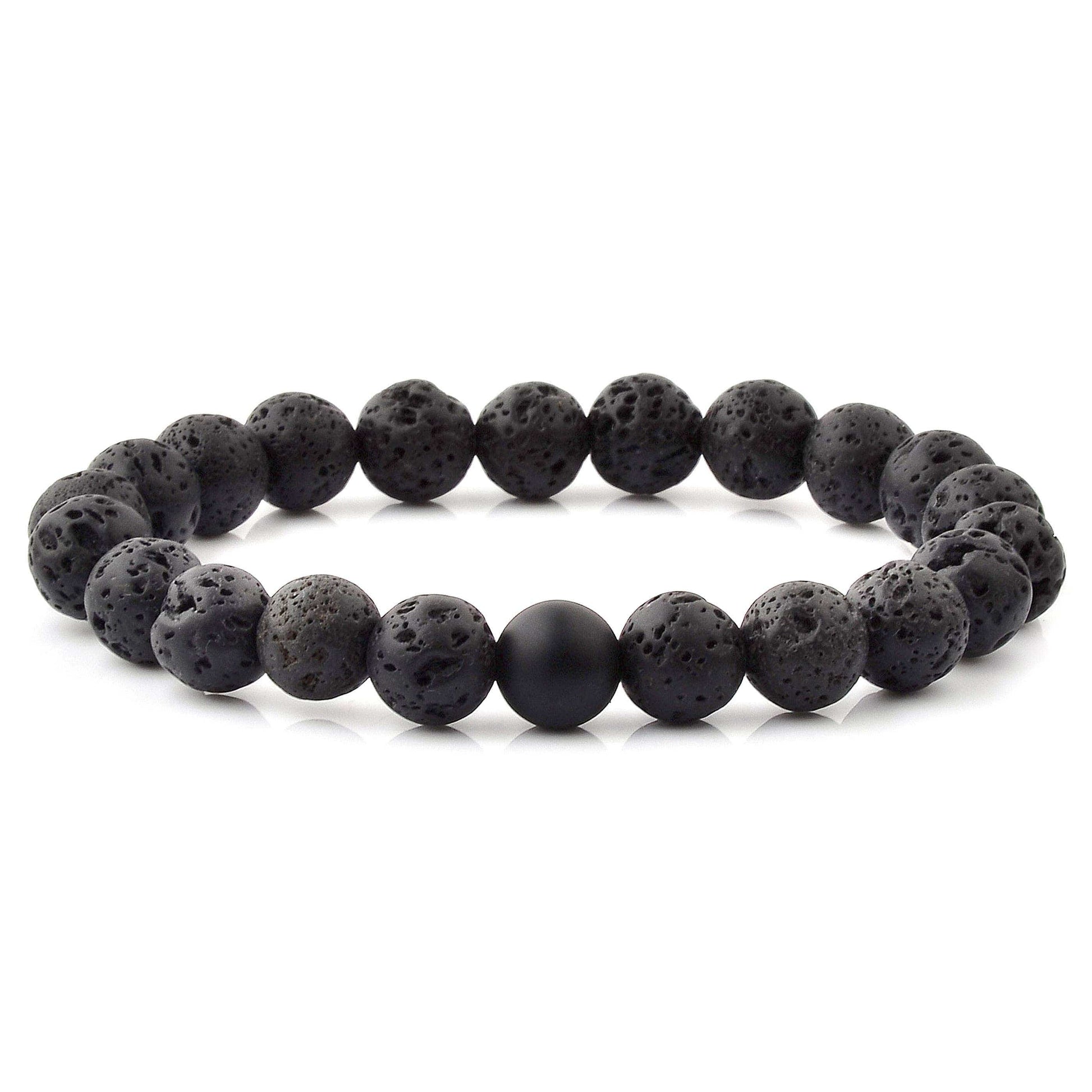 West Coast Jewelry West Coast Jewelry - Natural Stone with Matte Onyx Beaded Stretch Bracelet (10mm): Druzy Agate