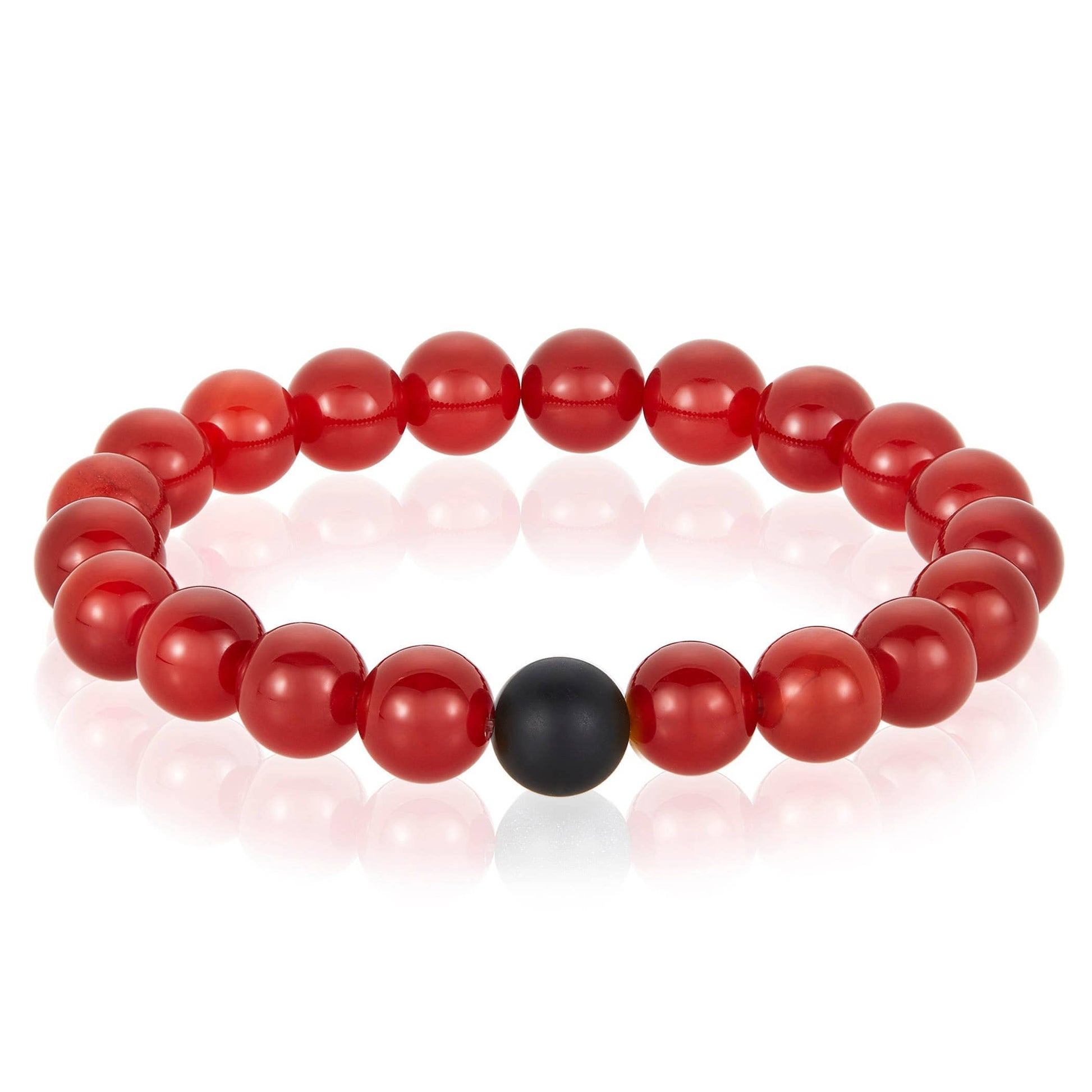 West Coast Jewelry West Coast Jewelry - Natural Stone with Matte Onyx Beaded Stretch Bracelet (10mm): Druzy Agate