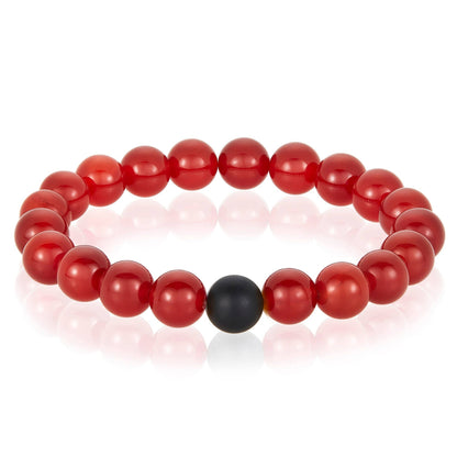West Coast Jewelry West Coast Jewelry - Natural Stone with Matte Onyx Beaded Stretch Bracelet (10mm): Druzy Agate