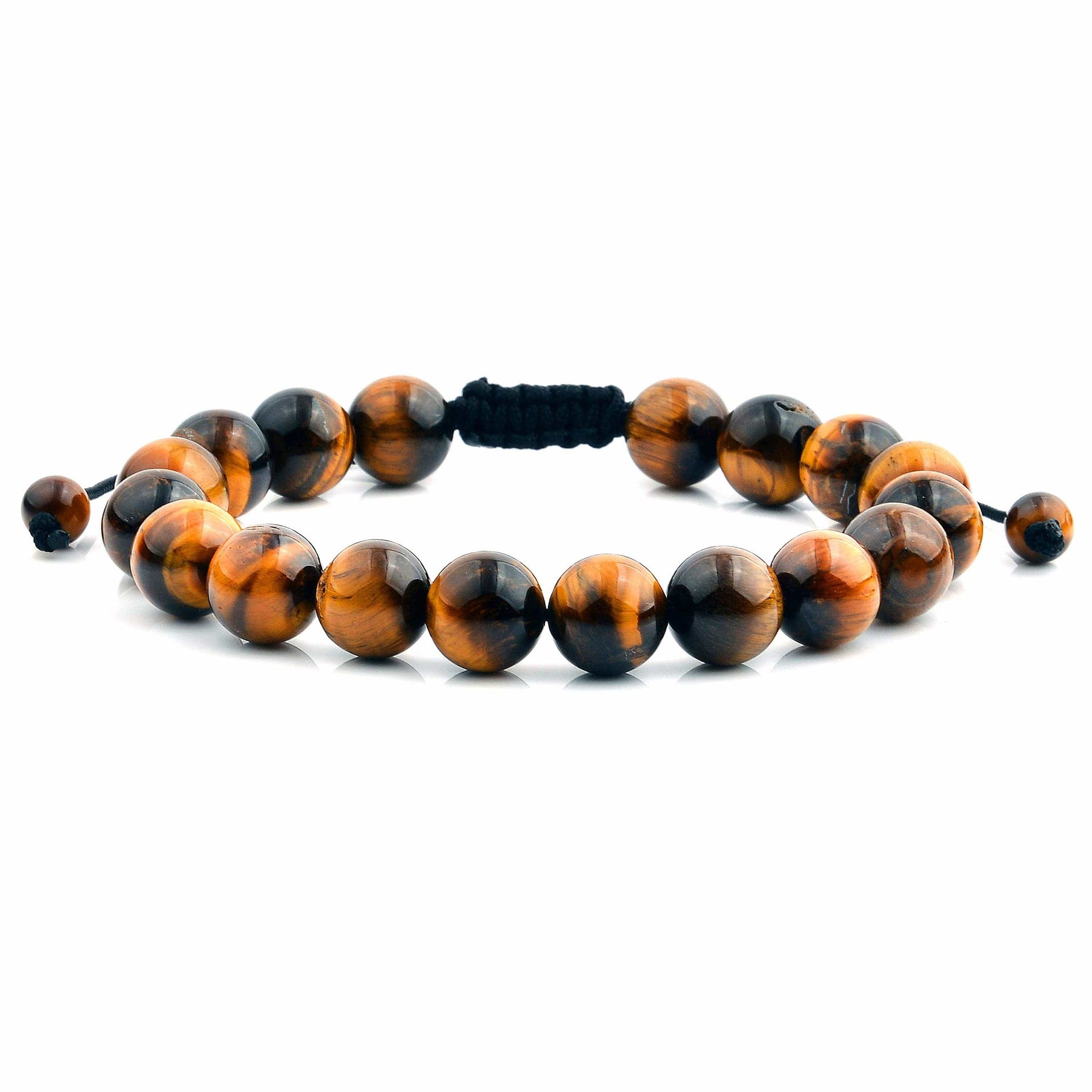 West Coast Jewelry West Coast Jewelry - Polished Natural Stones Bead Adjustable Bracelet: Red Tiger's Eye