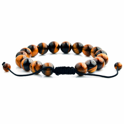 West Coast Jewelry West Coast Jewelry - Polished Natural Stones Bead Adjustable Bracelet: Red Tiger's Eye