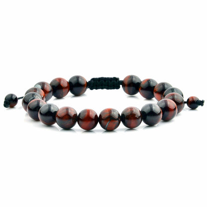 West Coast Jewelry West Coast Jewelry - Polished Natural Stones Bead Adjustable Bracelet: Red Tiger's Eye