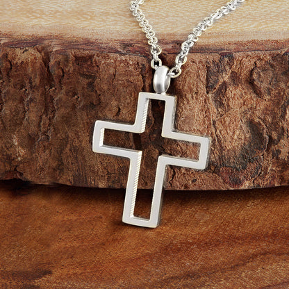 West Coast Jewelry West Coast Jewelry - Polished Open Cross Stainless Steel Pendant: Silver