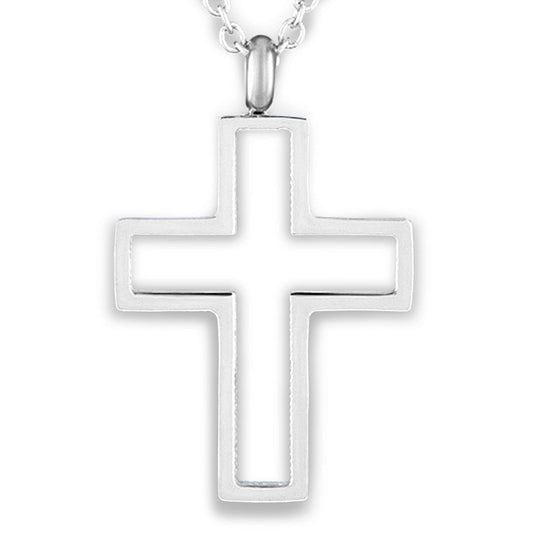 West Coast Jewelry West Coast Jewelry - Polished Open Cross Stainless Steel Pendant: Silver