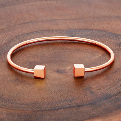 West Coast Jewelry West Coast Jewelry - Polished Stainless Steel Cube Cuff Bracelet: Silver