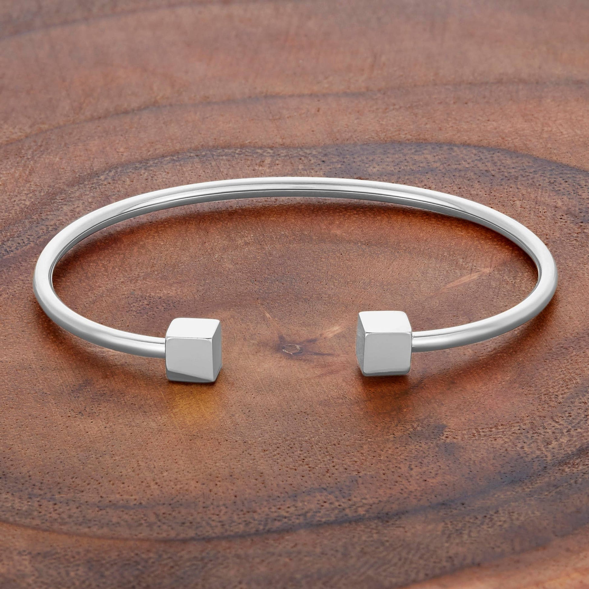 West Coast Jewelry West Coast Jewelry - Polished Stainless Steel Cube Cuff Bracelet: Silver