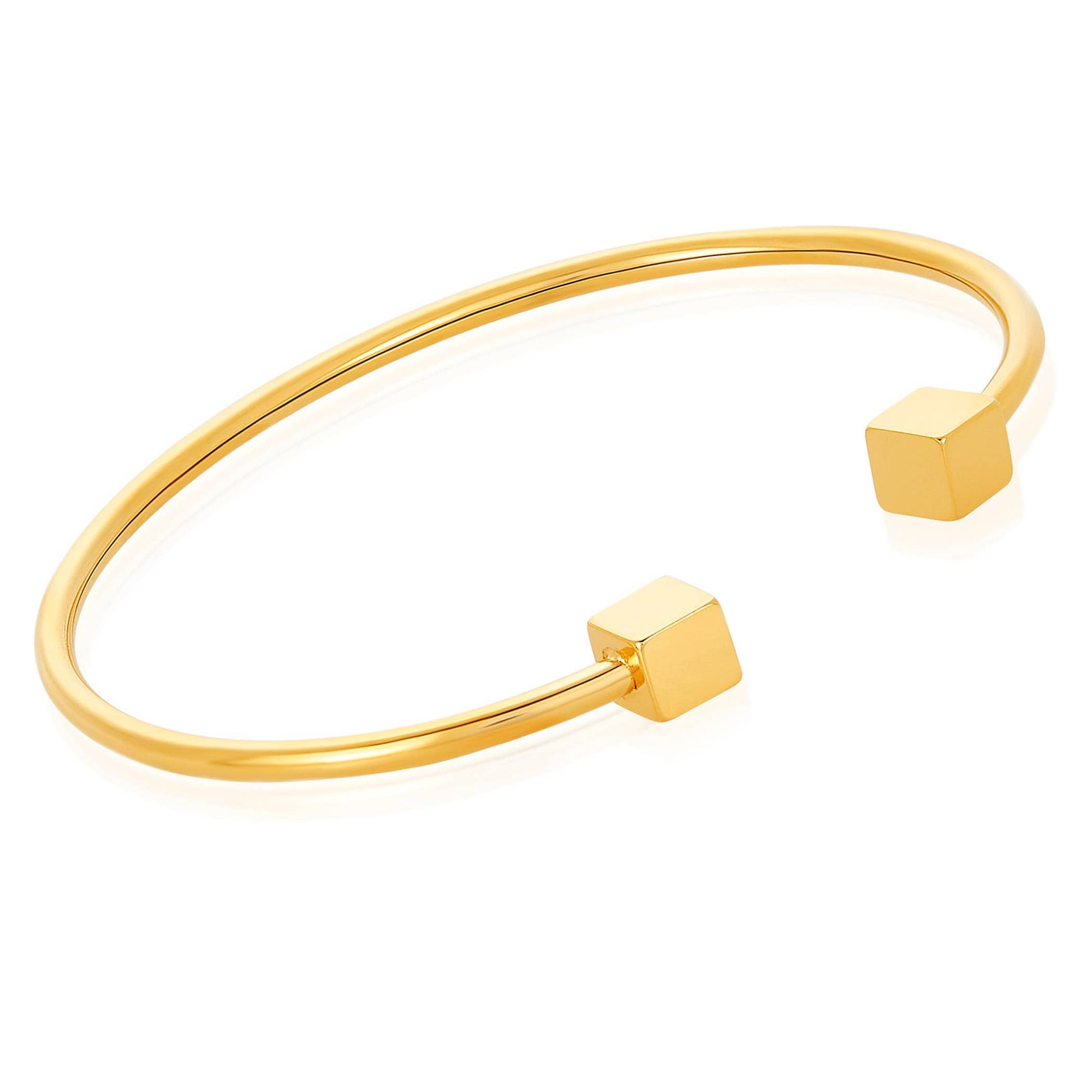 West Coast Jewelry West Coast Jewelry - Polished Stainless Steel Cube Cuff Bracelet: Silver