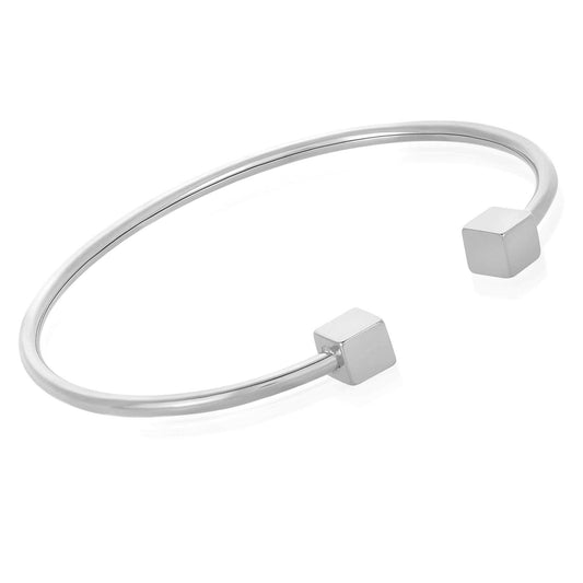 West Coast Jewelry West Coast Jewelry - Polished Stainless Steel Cube Cuff Bracelet: Silver
