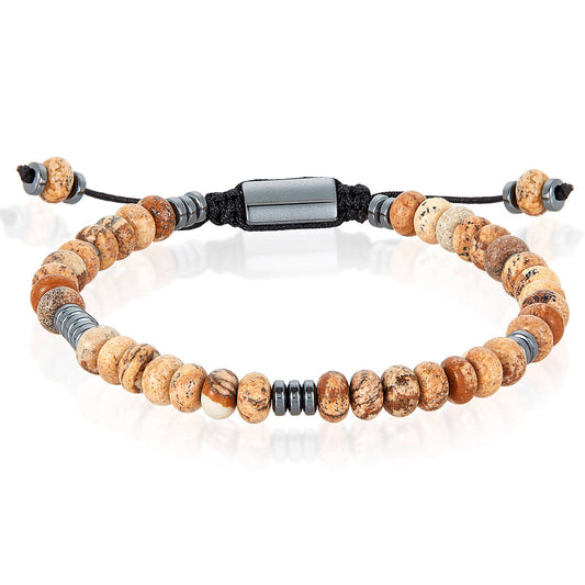 West Coast Jewelry West Coast Jewelry - Rondelle Picture Jasper Stone Bead Adjustable Bracelet