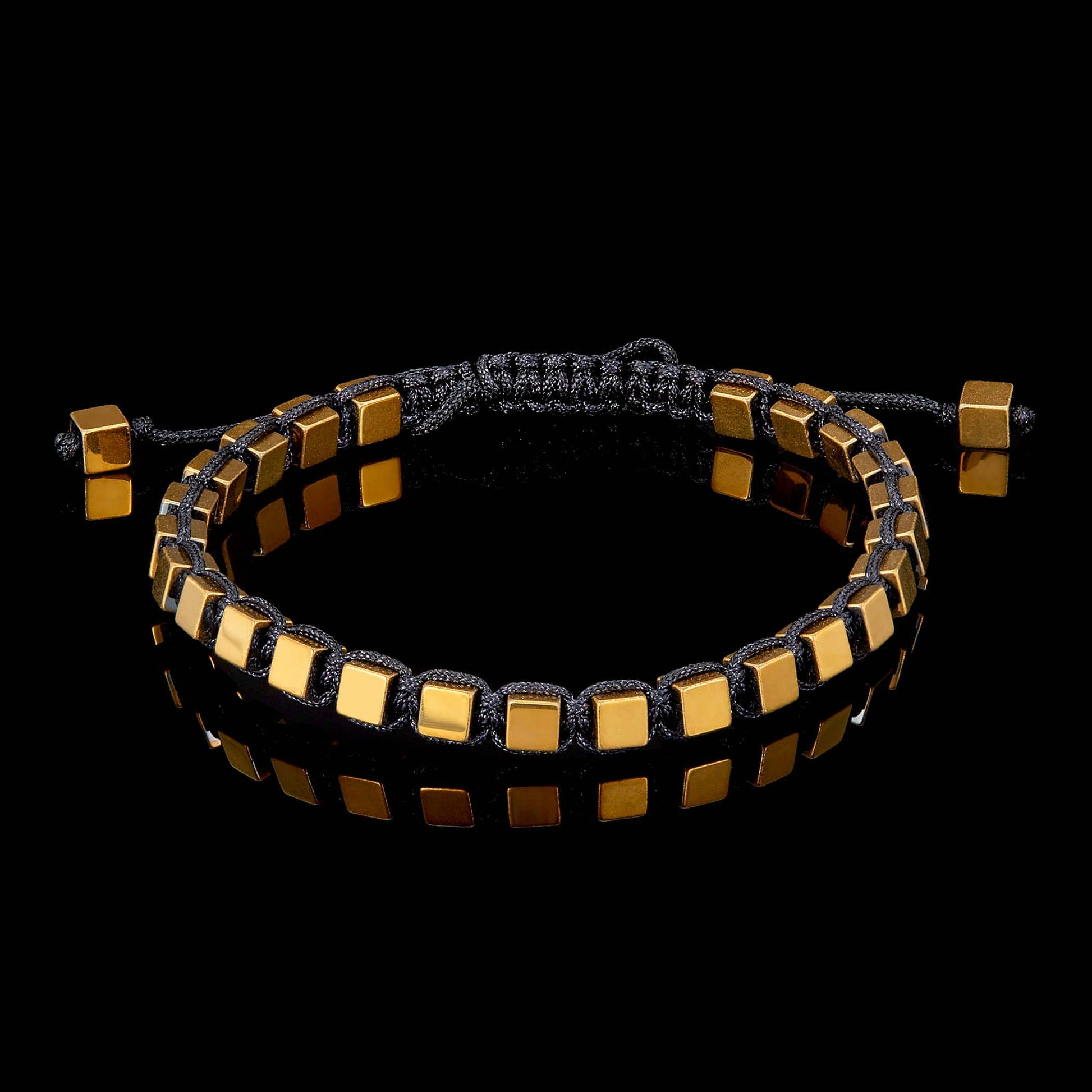 West Coast Jewelry West Coast Jewelry - Small Hematite Cube Stone Adjustable Bracelet - 4mm