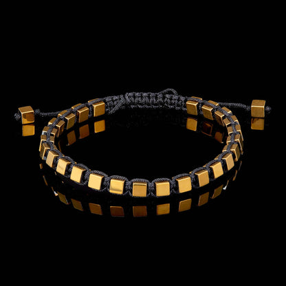West Coast Jewelry West Coast Jewelry - Small Hematite Cube Stone Adjustable Bracelet - 4mm