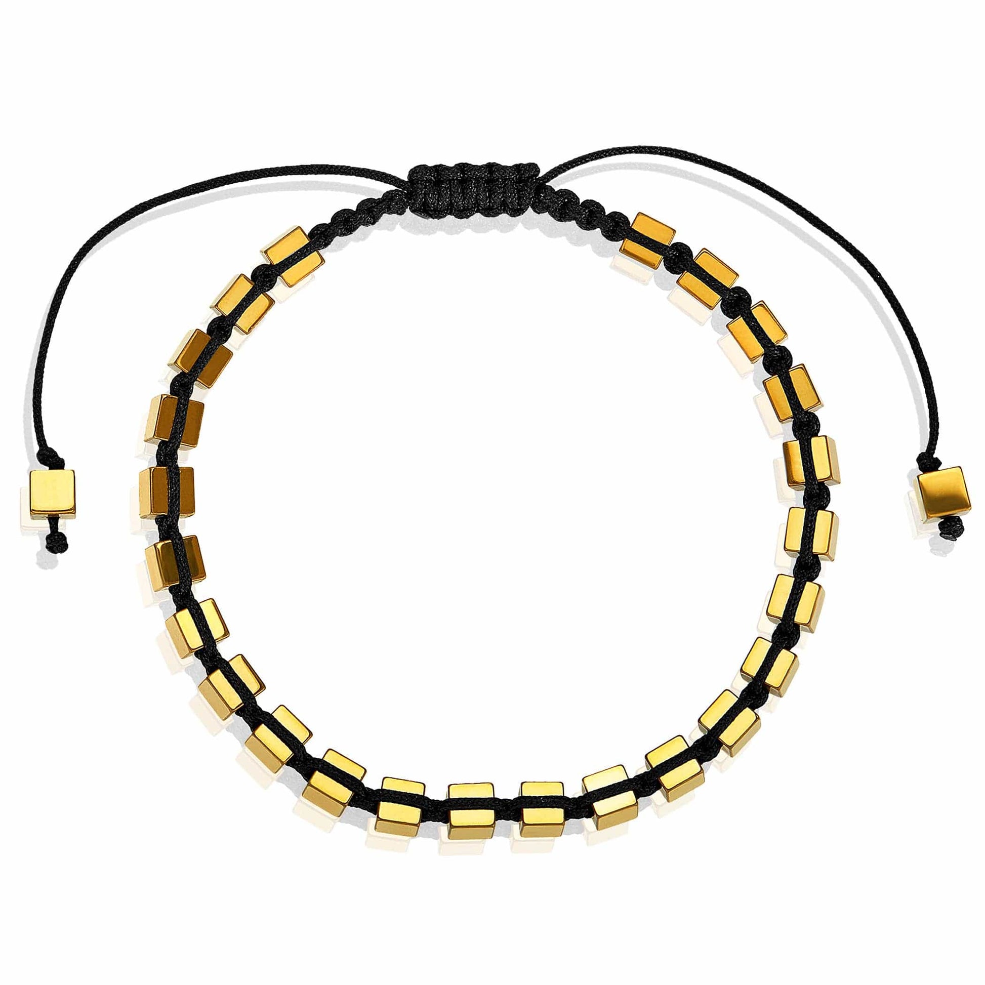 West Coast Jewelry West Coast Jewelry - Small Hematite Cube Stone Adjustable Bracelet - 4mm