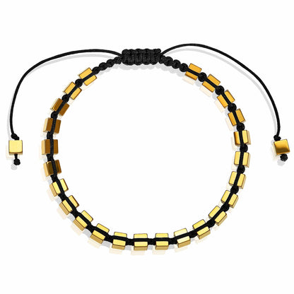 West Coast Jewelry West Coast Jewelry - Small Hematite Cube Stone Adjustable Bracelet - 4mm