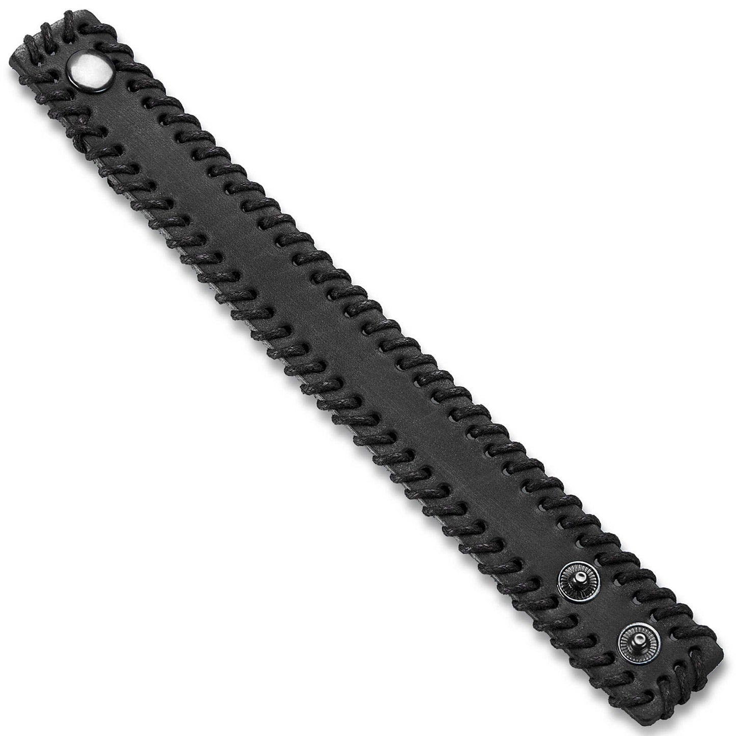 West Coast Jewelry West Coast Jewelry - Stitched Edges Leather Cuff Bracelet: Black