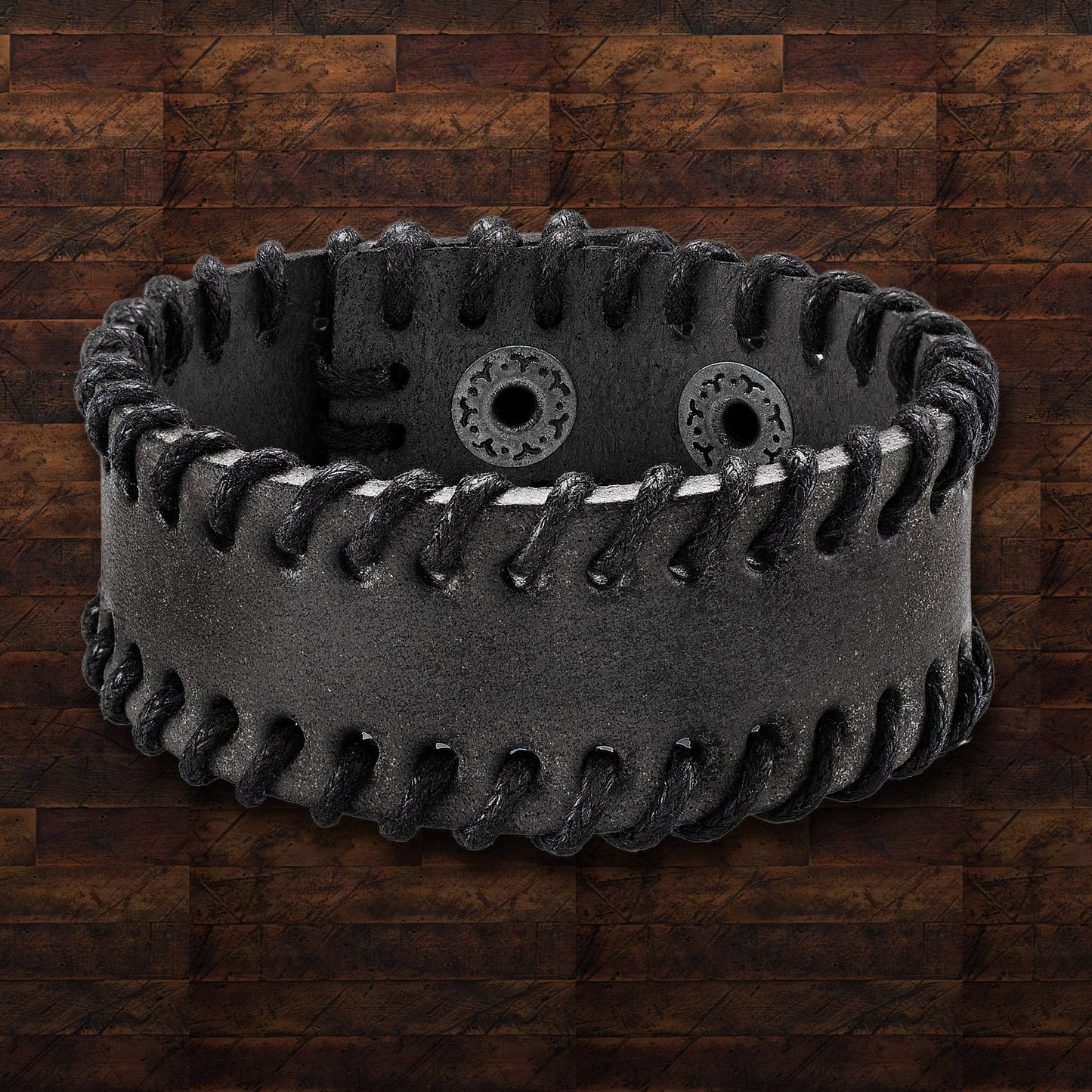 West Coast Jewelry West Coast Jewelry - Stitched Edges Leather Cuff Bracelet: Black