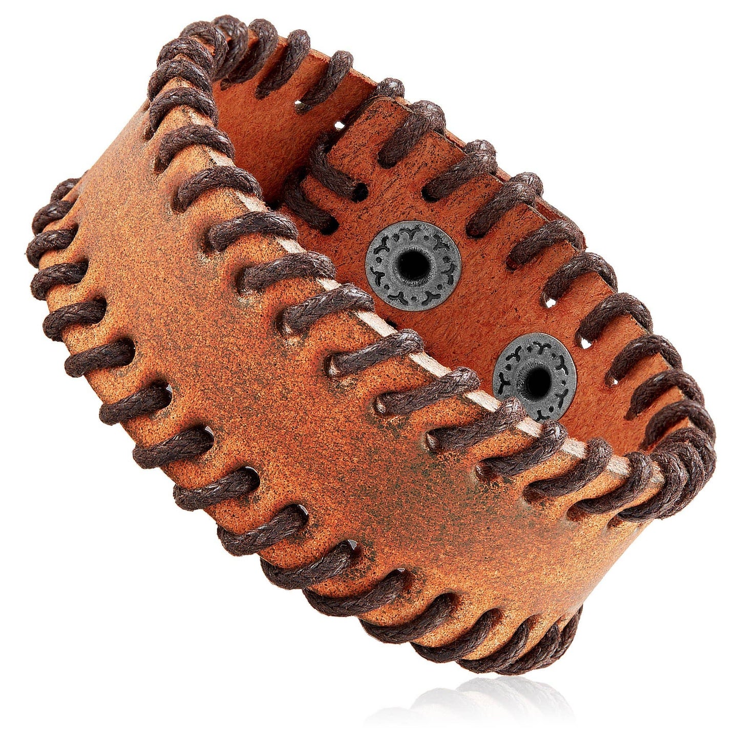 West Coast Jewelry West Coast Jewelry - Stitched Edges Leather Cuff Bracelet: Black