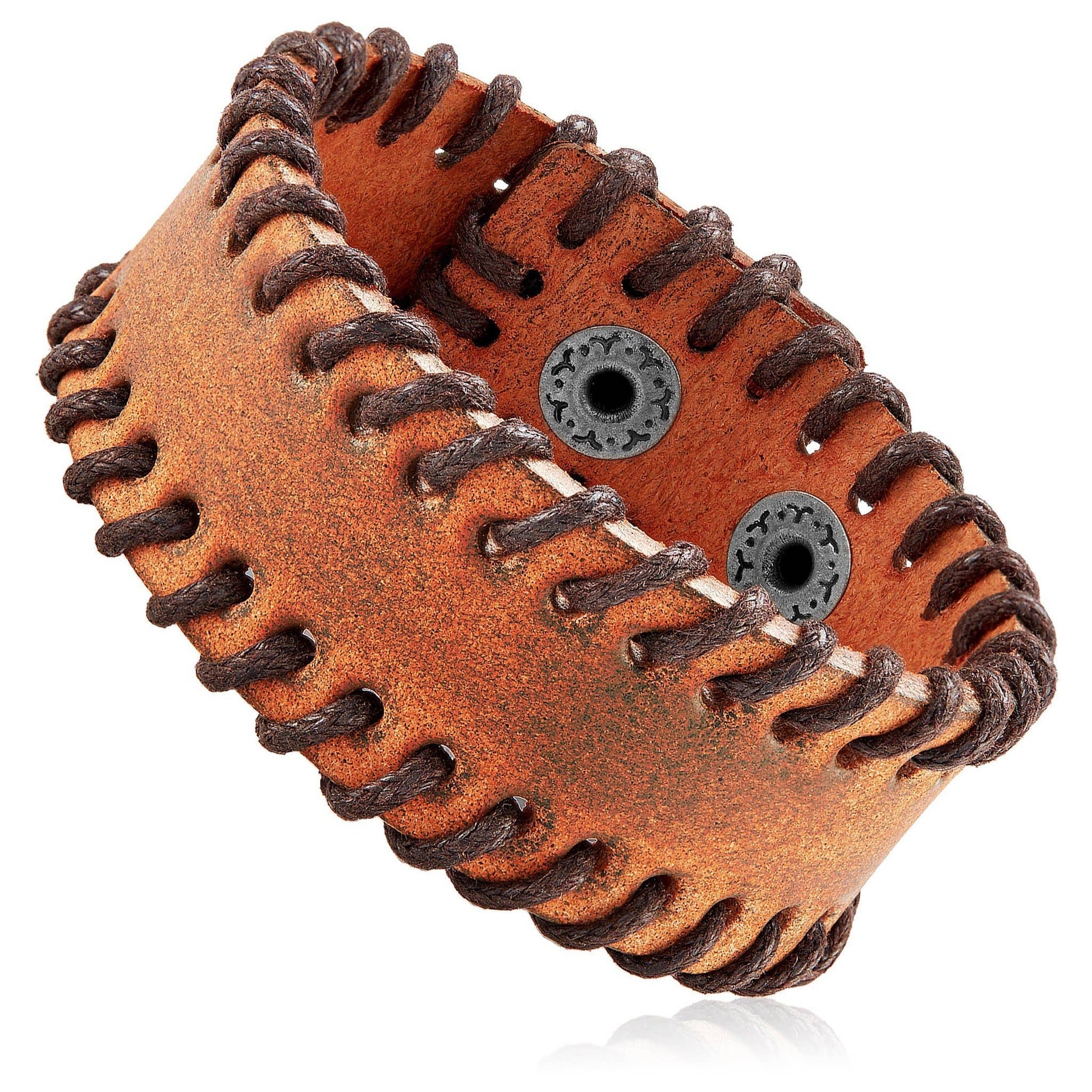 West Coast Jewelry West Coast Jewelry - Stitched Edges Leather Cuff Bracelet: Black