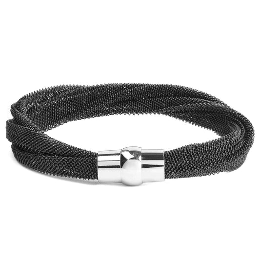 West Coast Jewelry West Coast Jewelry - Twisted Mesh Stainless Steel Bracelet: Black