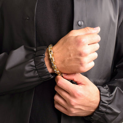 West Coast Jewelry West Coast Jewelry - Two Tone Stainless Steel Byzantine Chain Bracelet