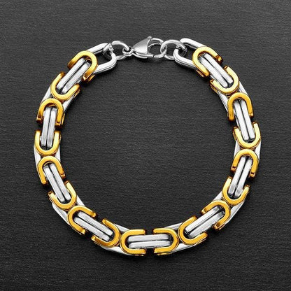 West Coast Jewelry West Coast Jewelry - Two Tone Stainless Steel Byzantine Chain Bracelet