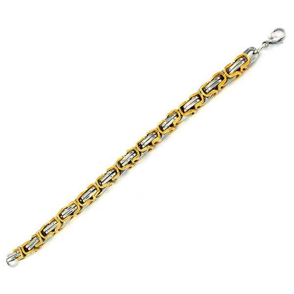 West Coast Jewelry West Coast Jewelry - Two Tone Stainless Steel Byzantine Chain Bracelet