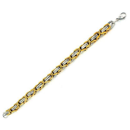 West Coast Jewelry West Coast Jewelry - Two Tone Stainless Steel Byzantine Chain Bracelet