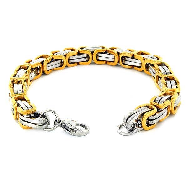 West Coast Jewelry West Coast Jewelry - Two Tone Stainless Steel Byzantine Chain Bracelet